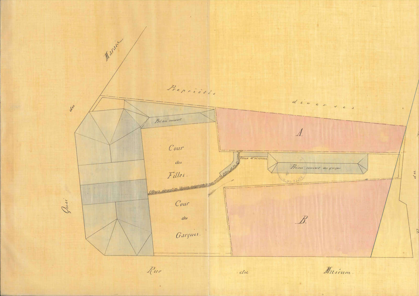 Plan initial des écoles de filles et de garçons, Port-Communeau