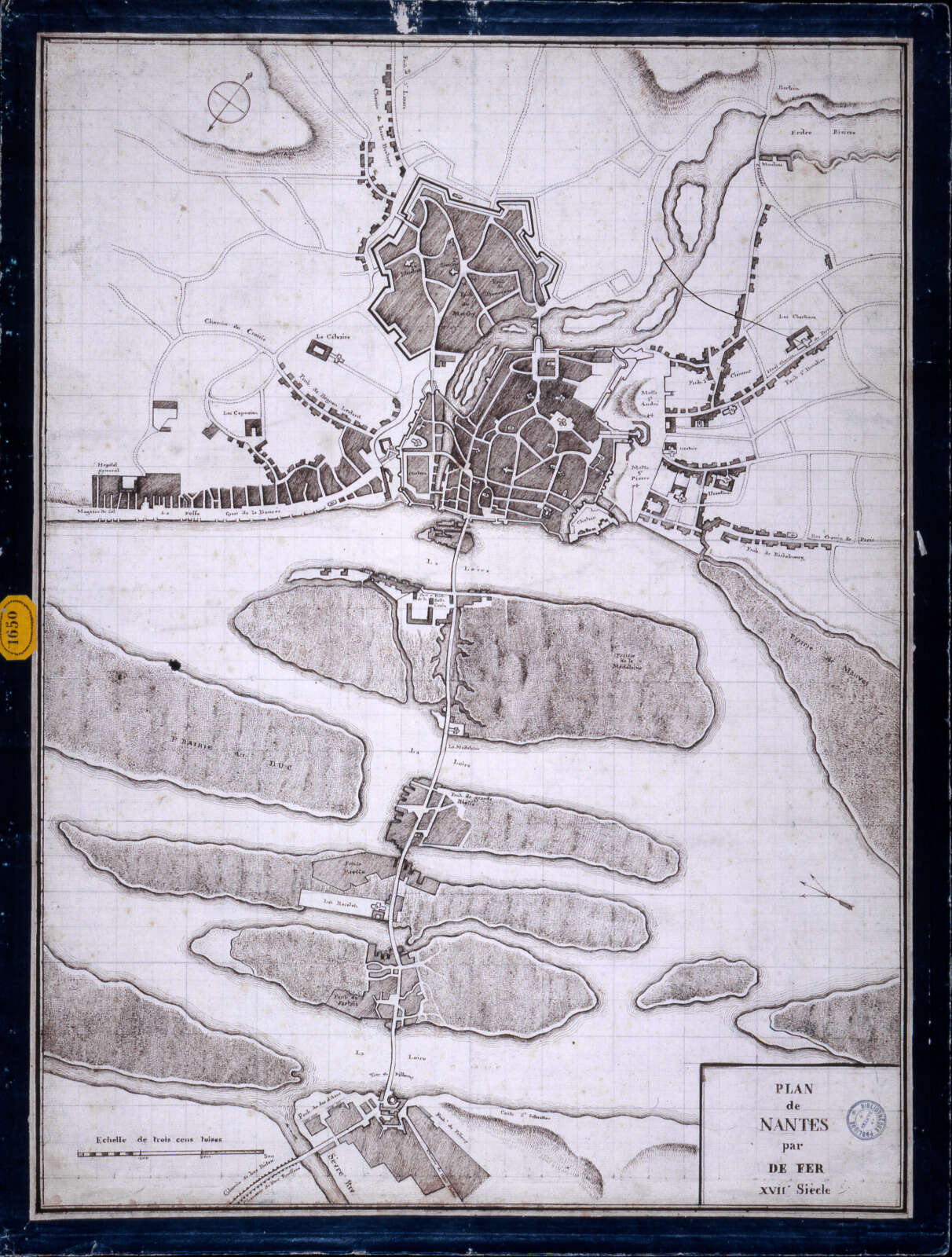 Plan de Nantes et de sa ligne des ponts