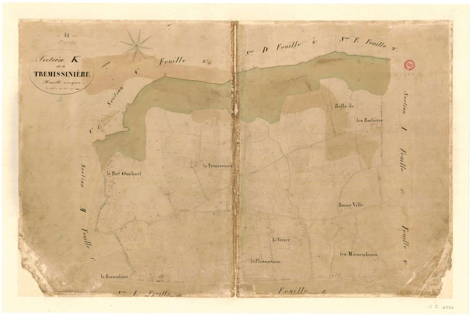 Plan cadastral parcellaire de la commune de Nantes