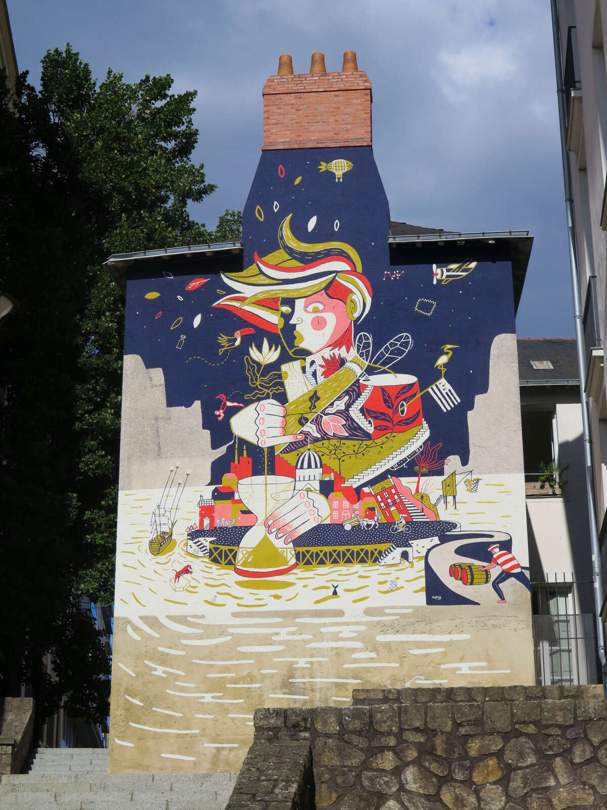 Street-art nantais, fresque de la rue Montaudouine