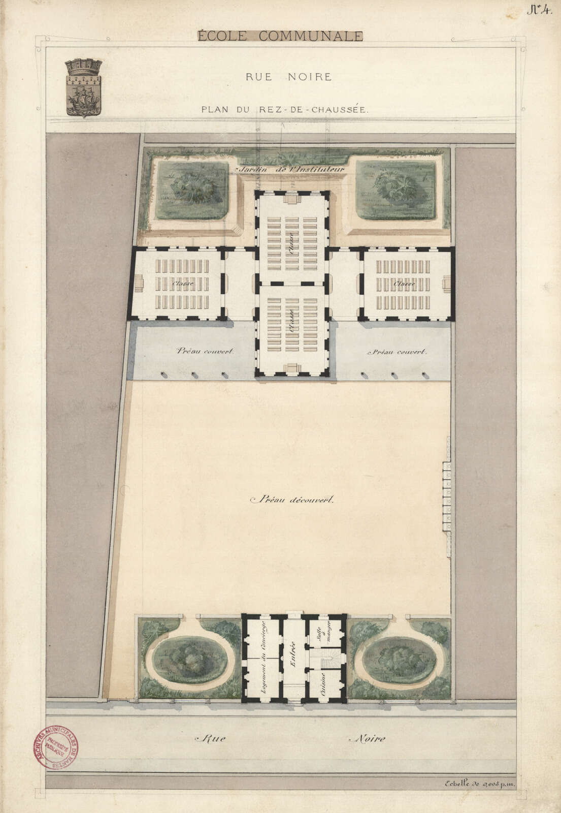 Plan du rez-de-chaussée de l’école rue Noire