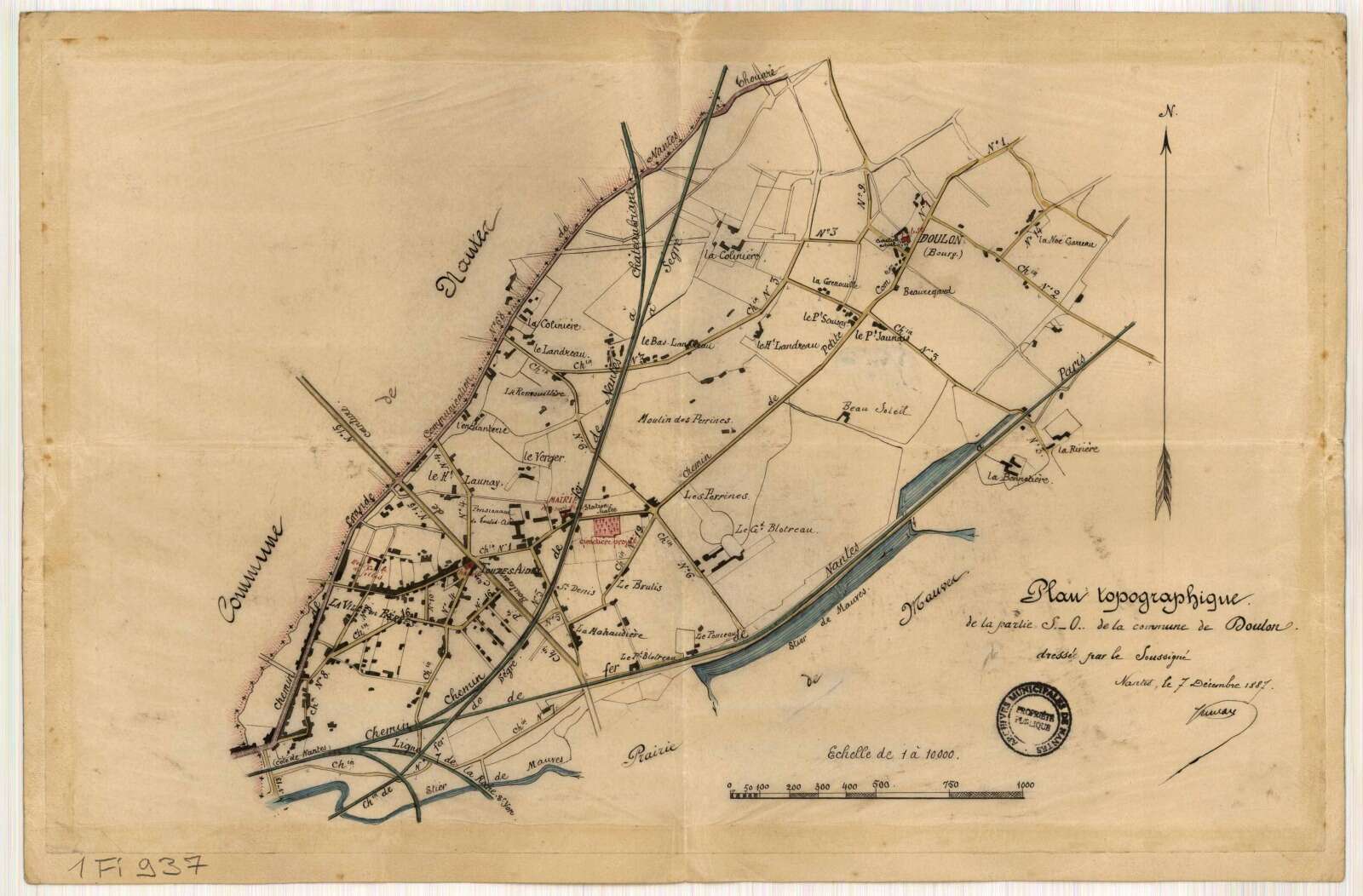 Plan topographique de la partie sud-ouest de Doulon