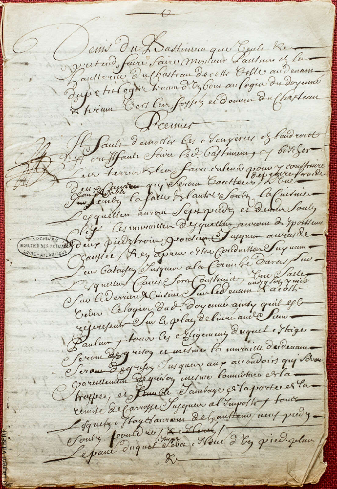 Commande du Sieur Paulus pour le 14 rue du Château
