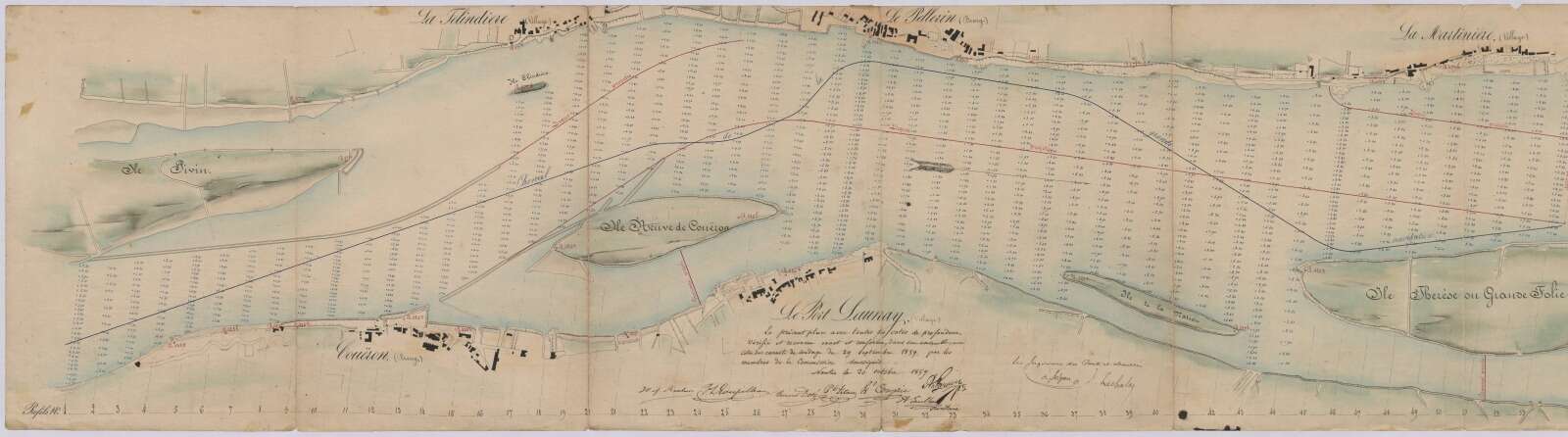 Plan de la Loire entre Couëron et la Martinière