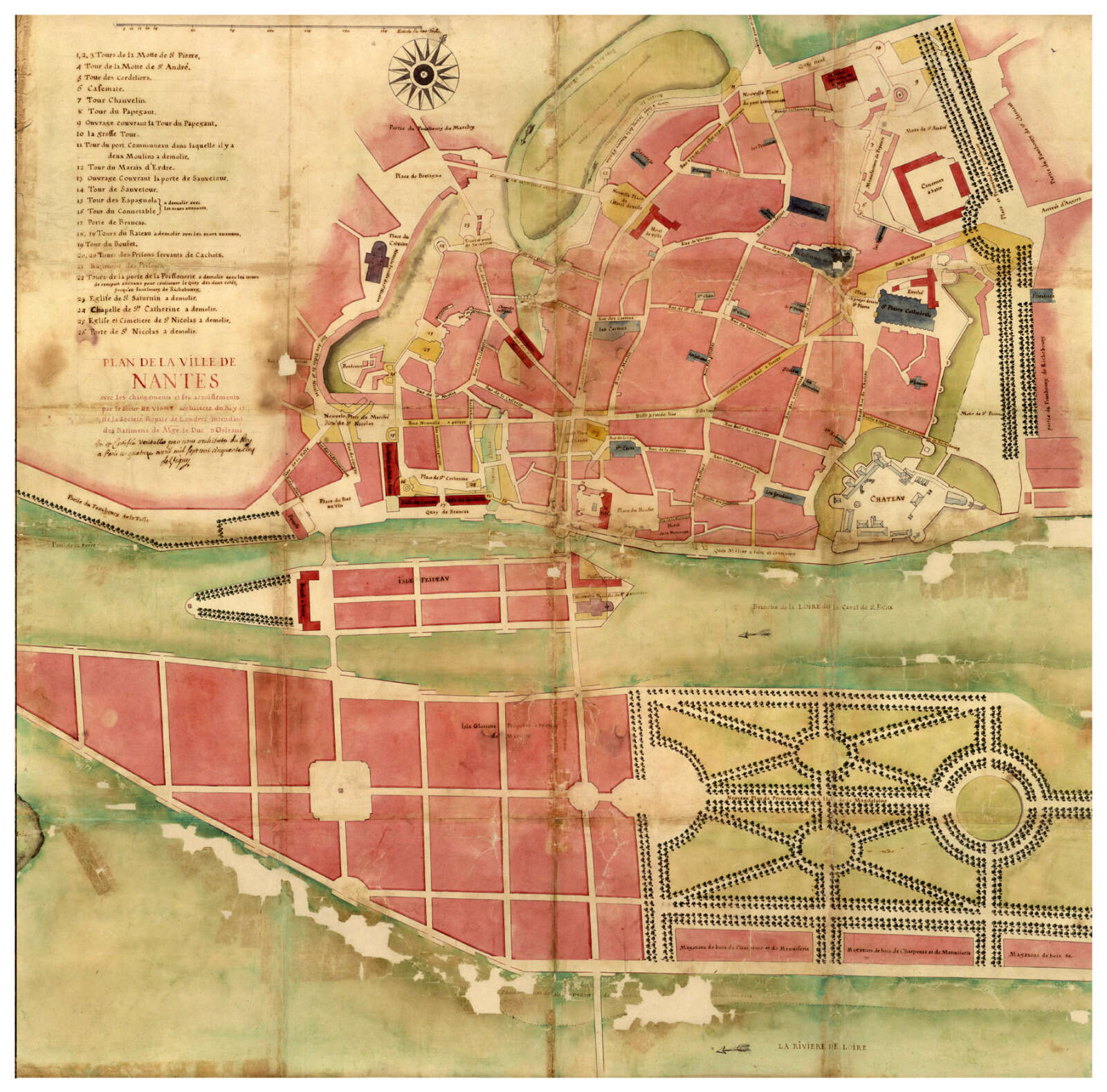 Plan général de Nantes par Pierre de Vigny
