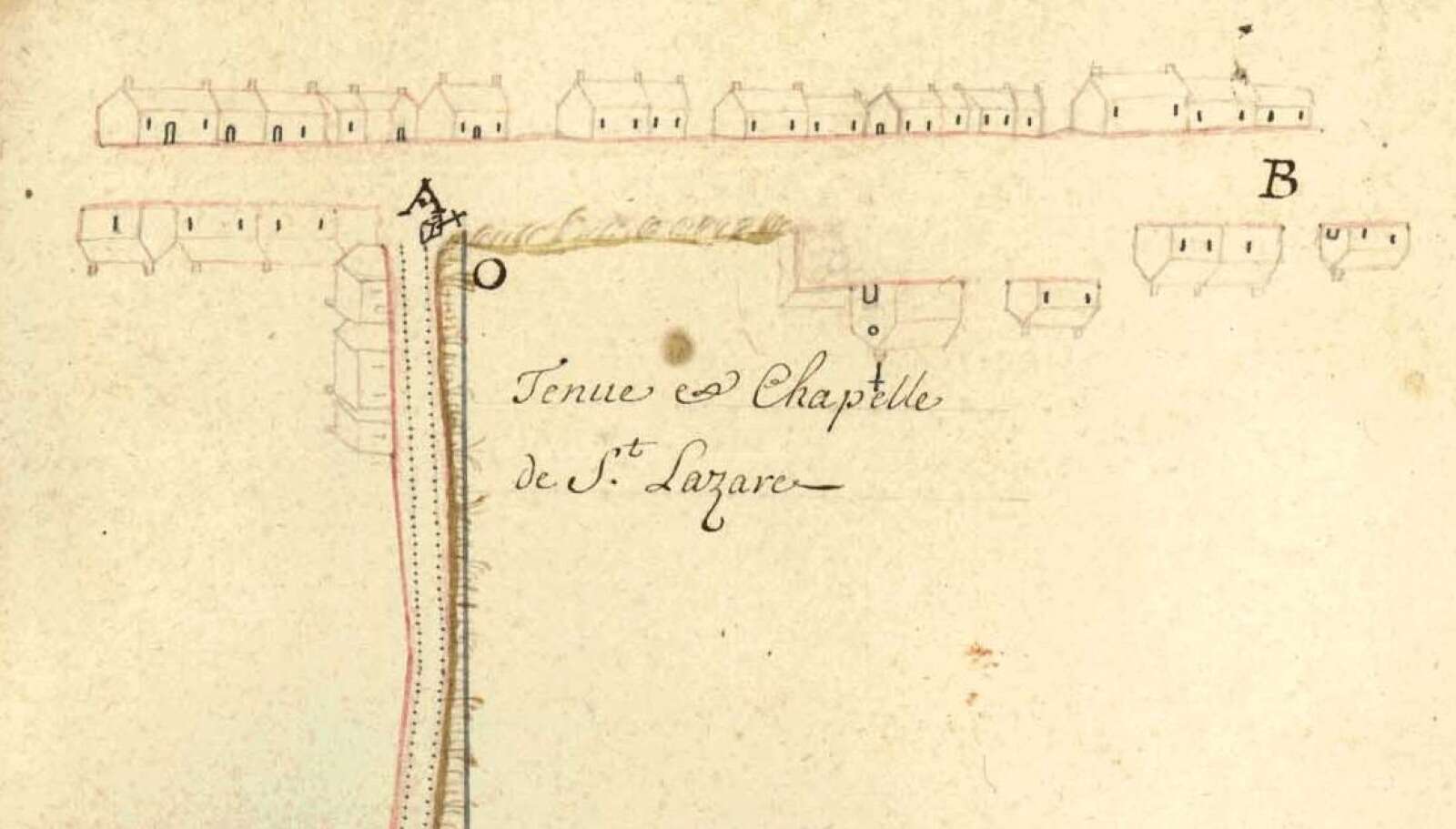 Extrait du plan d’une partie du chemin de Rennes montrant l’ancienne léproserie Saint-Lazare