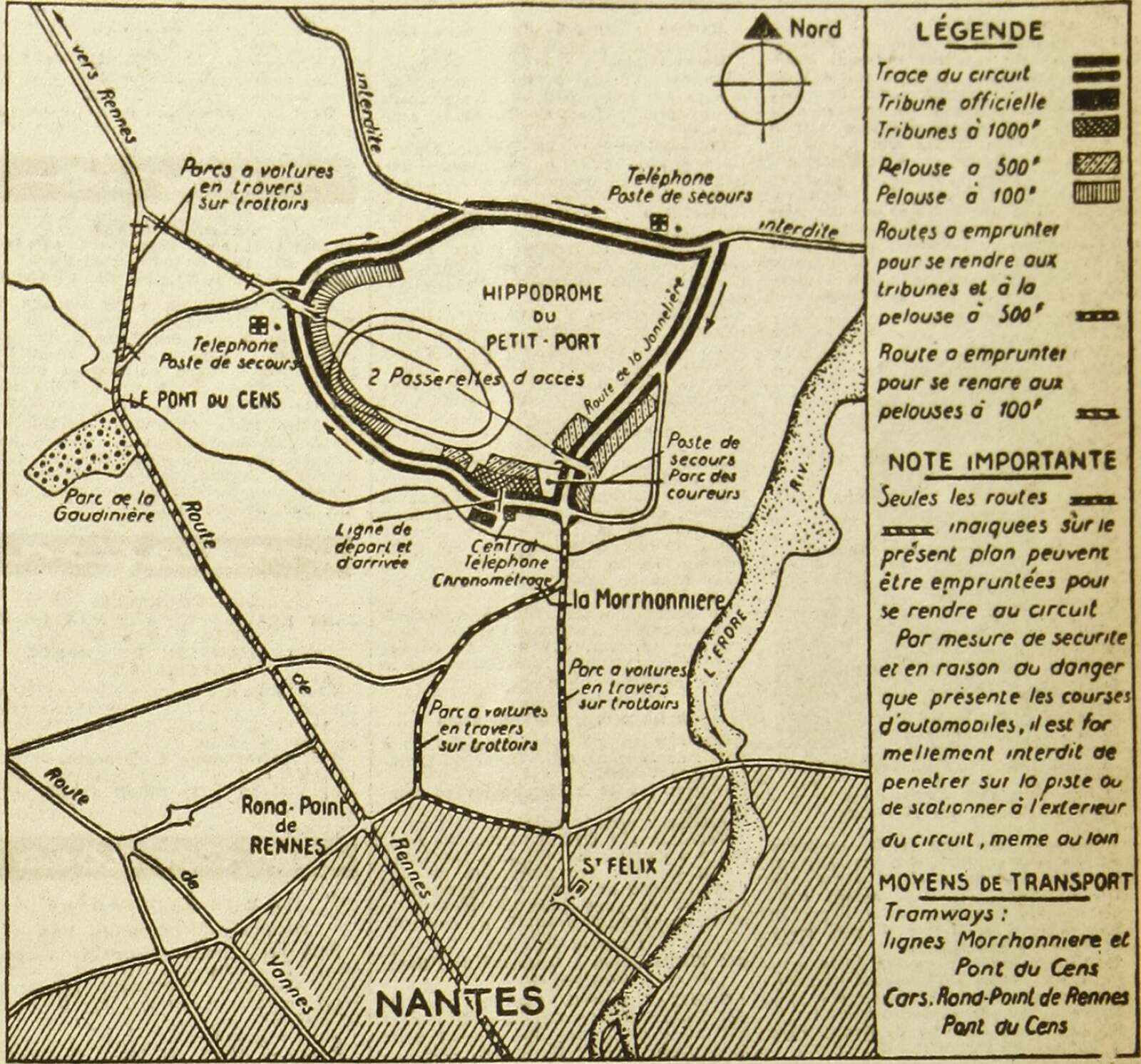 Plan du circuit du Grand Prix de 1946