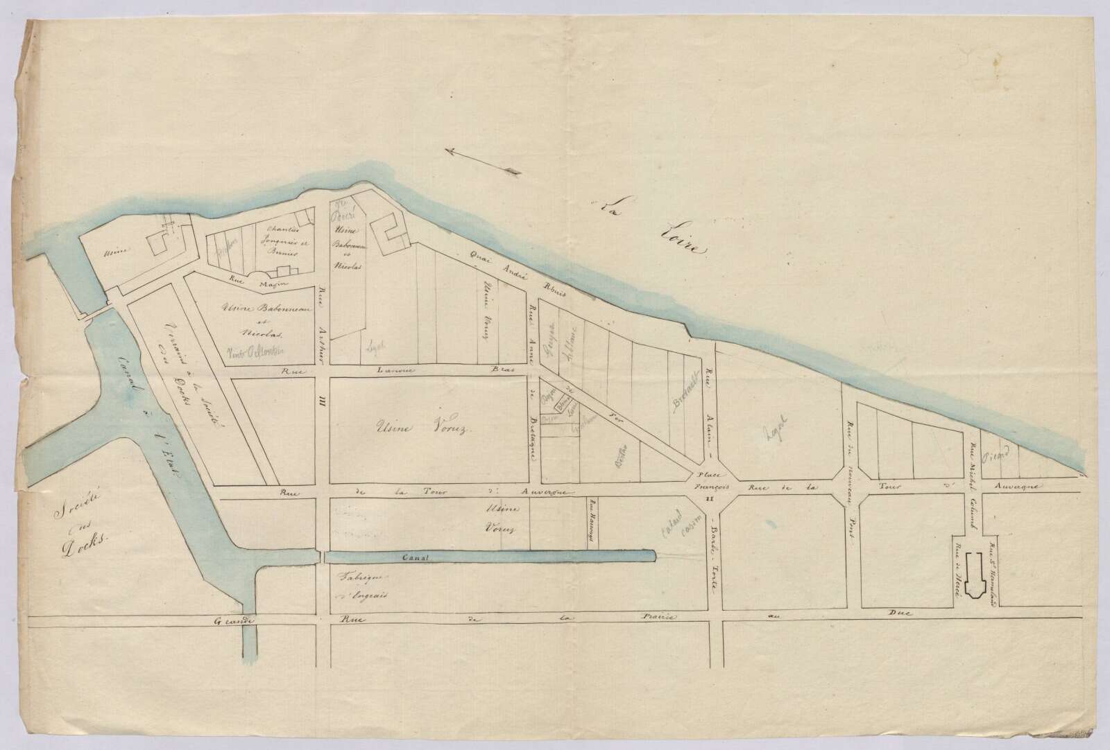 Plan des nouveaux quartiers de la Prairie-au-Duc