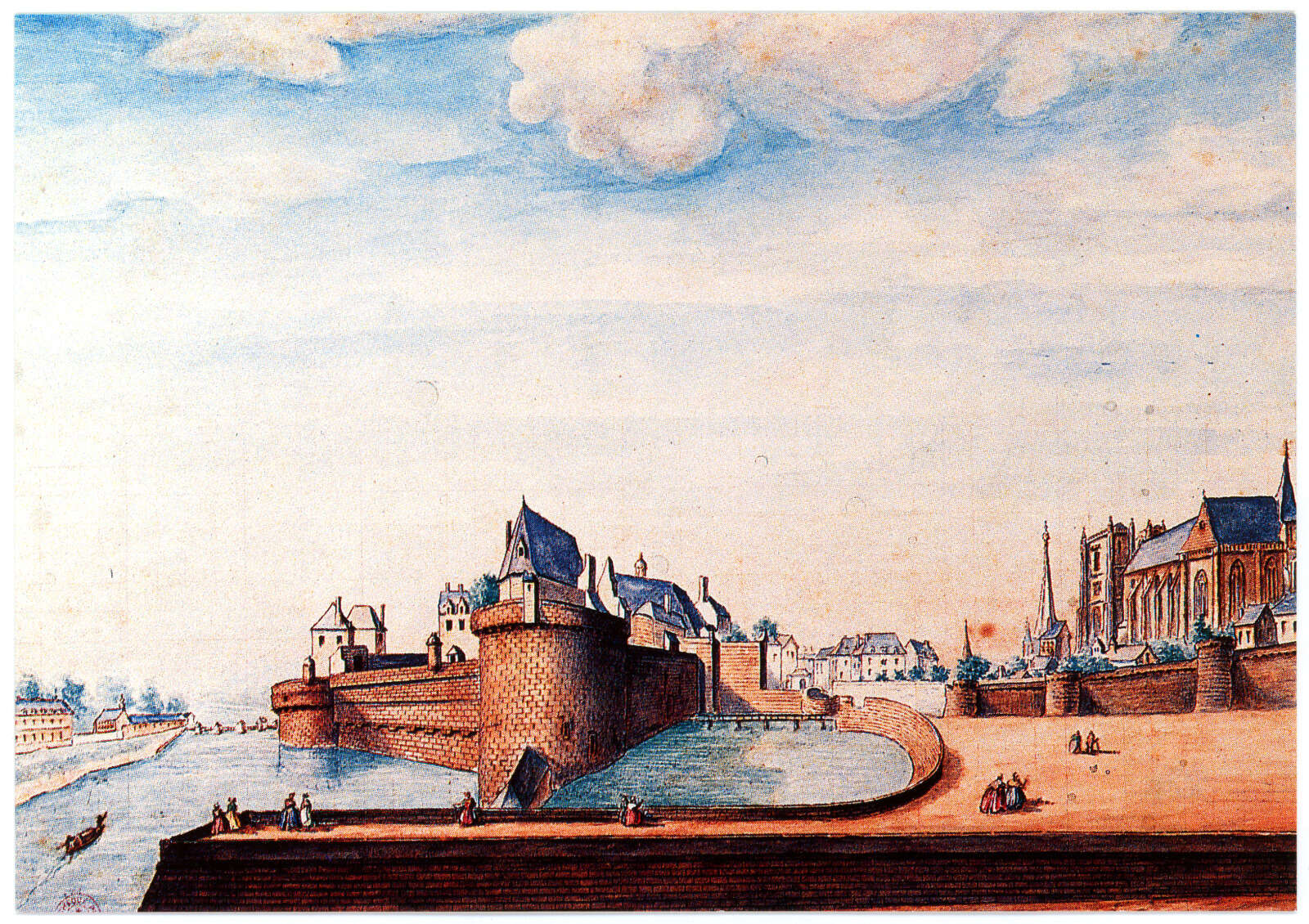 Dessin lavé à l'encre de Chine, Le château de Nantes