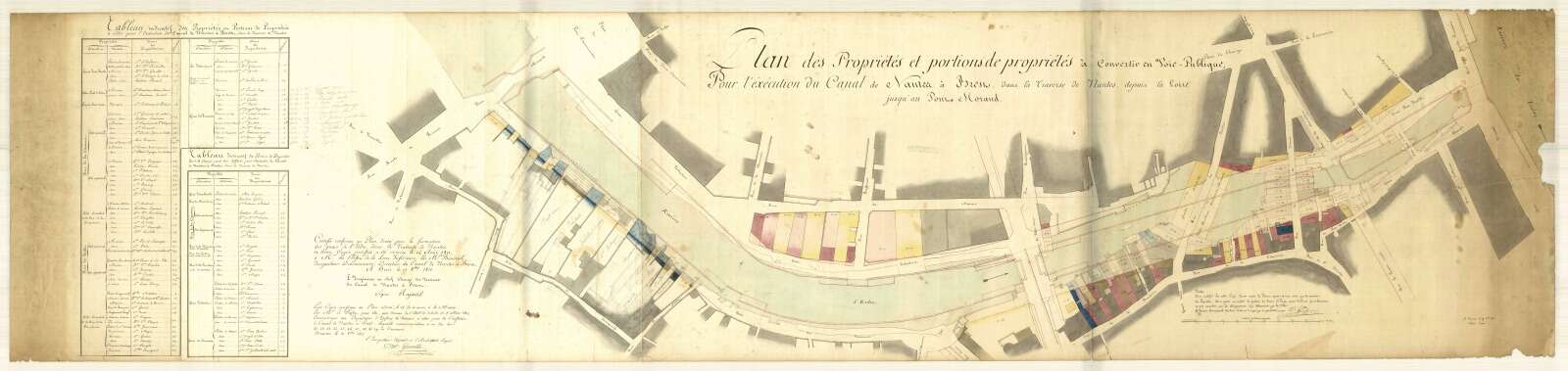 Plan du réaménagement de la ville de Nantes dans sa traversée par le canal de Nantes à Brest