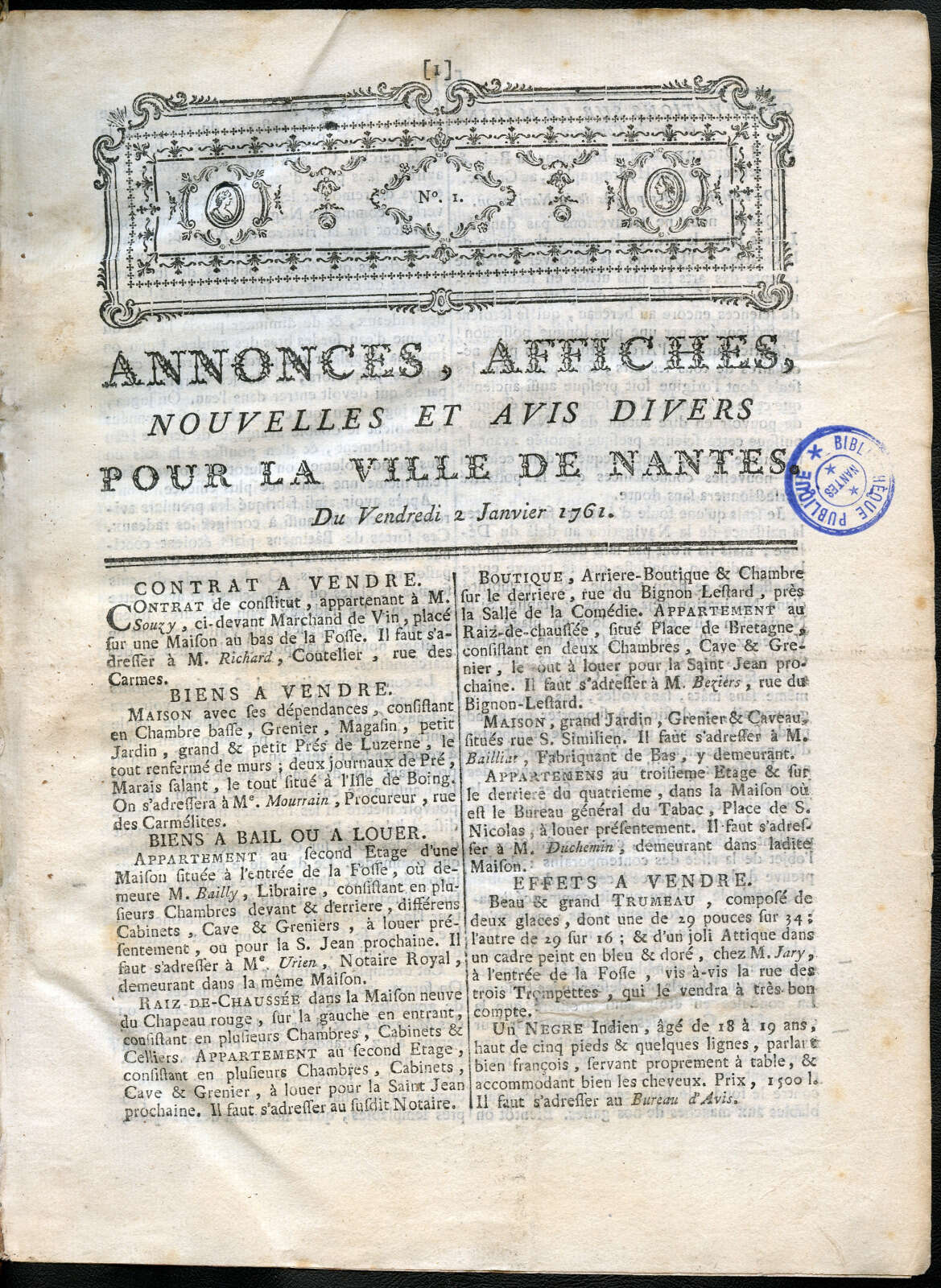 Annonces, affiches, nouvelles et avis divers pour la ville de Nantes