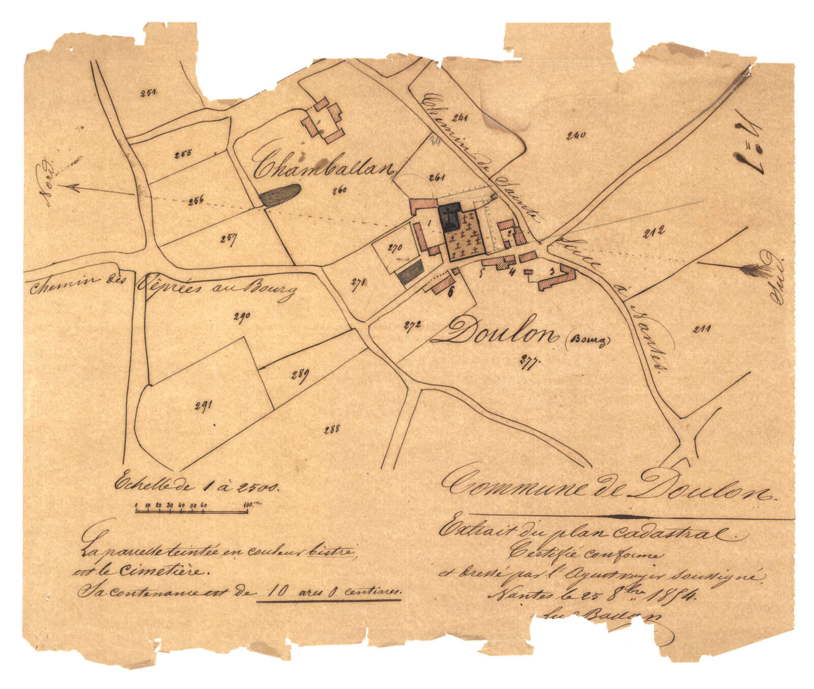 Cimetière du Vieux Doulon sur le plan cadastral